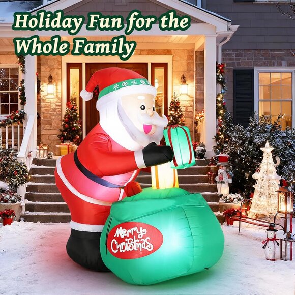 ⚡6FT Christmas Inflatable Santa Big Gift Holiday Winter Outdoor Decoration - Picture 4 of 8